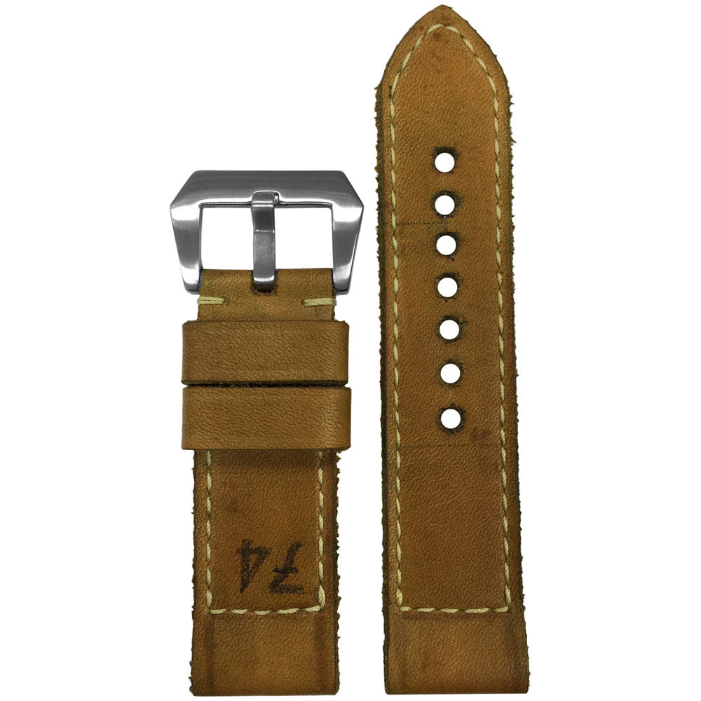 Genuine Vintage Leather Watch Band | Historic "74" | Handmade | White Stitch | Gunny Straps