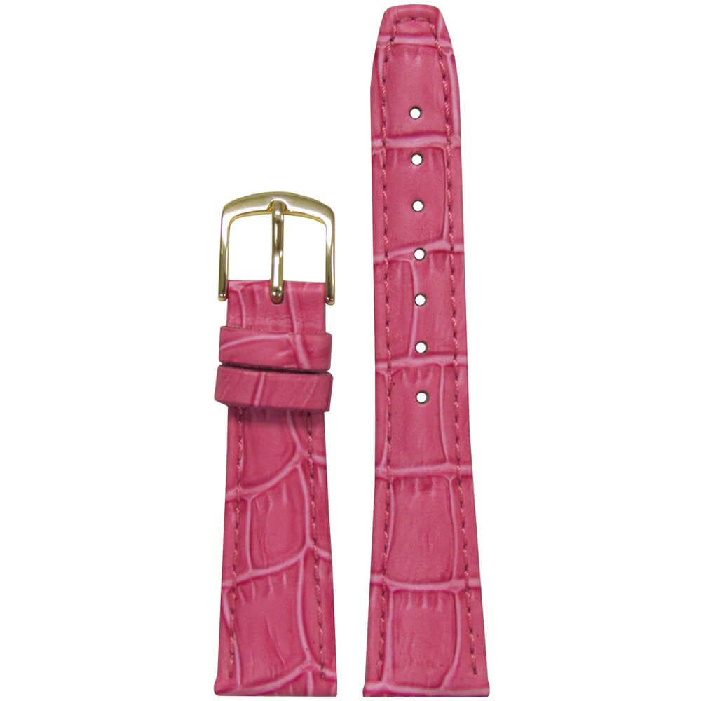 Ladies Embossed Alligator Grain Leather Watch Band | Pink | Semi-Matte | Hadley Roma LS135