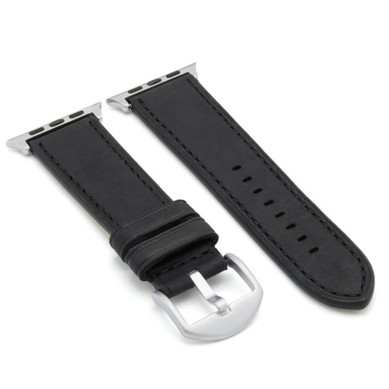 Apple Watch | Vintage Leather Watch Band | Oxford | Black | Black Stitch