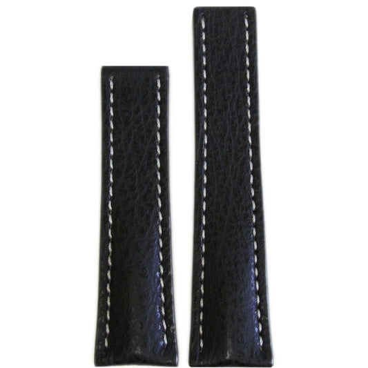 Genuine Shark Watch Band | Black | White Stitch | For Breitling Deploy
