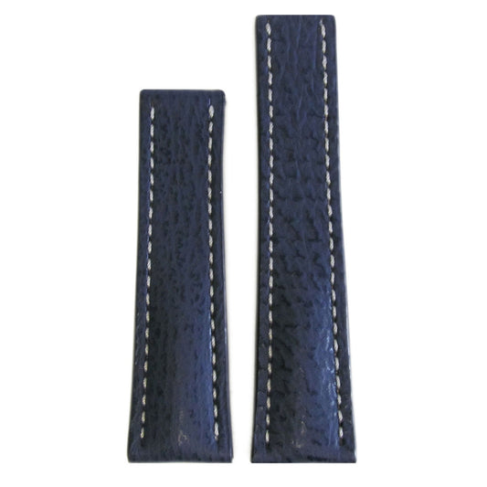 Genuine Shark Watch Band | Navy | White Stitch | For Breitling Deploy