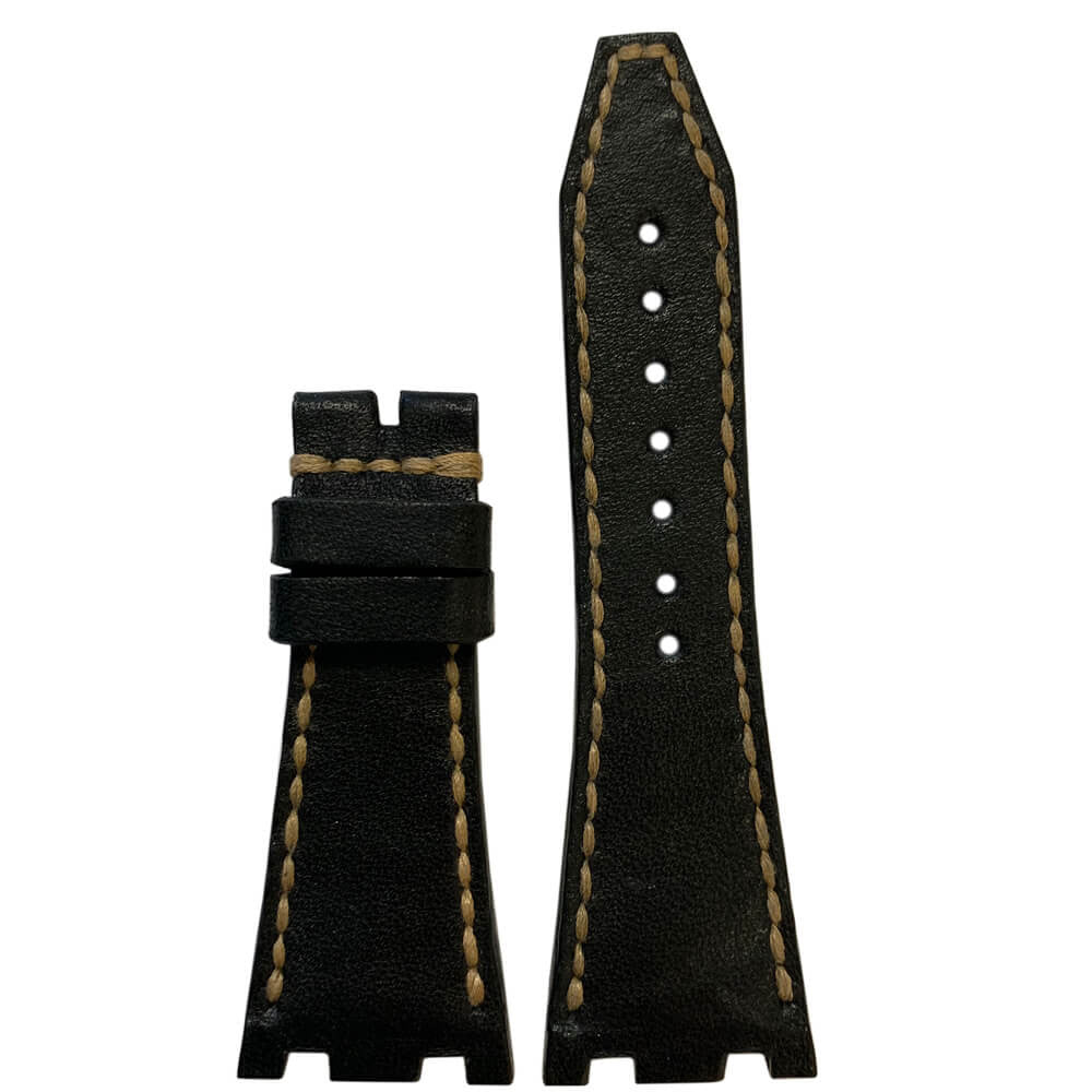 Vintage Leather Watch Band | Charcoal | Brown Stitch | for 42MM AP Royal Oak Offshore (Pin Buckle)