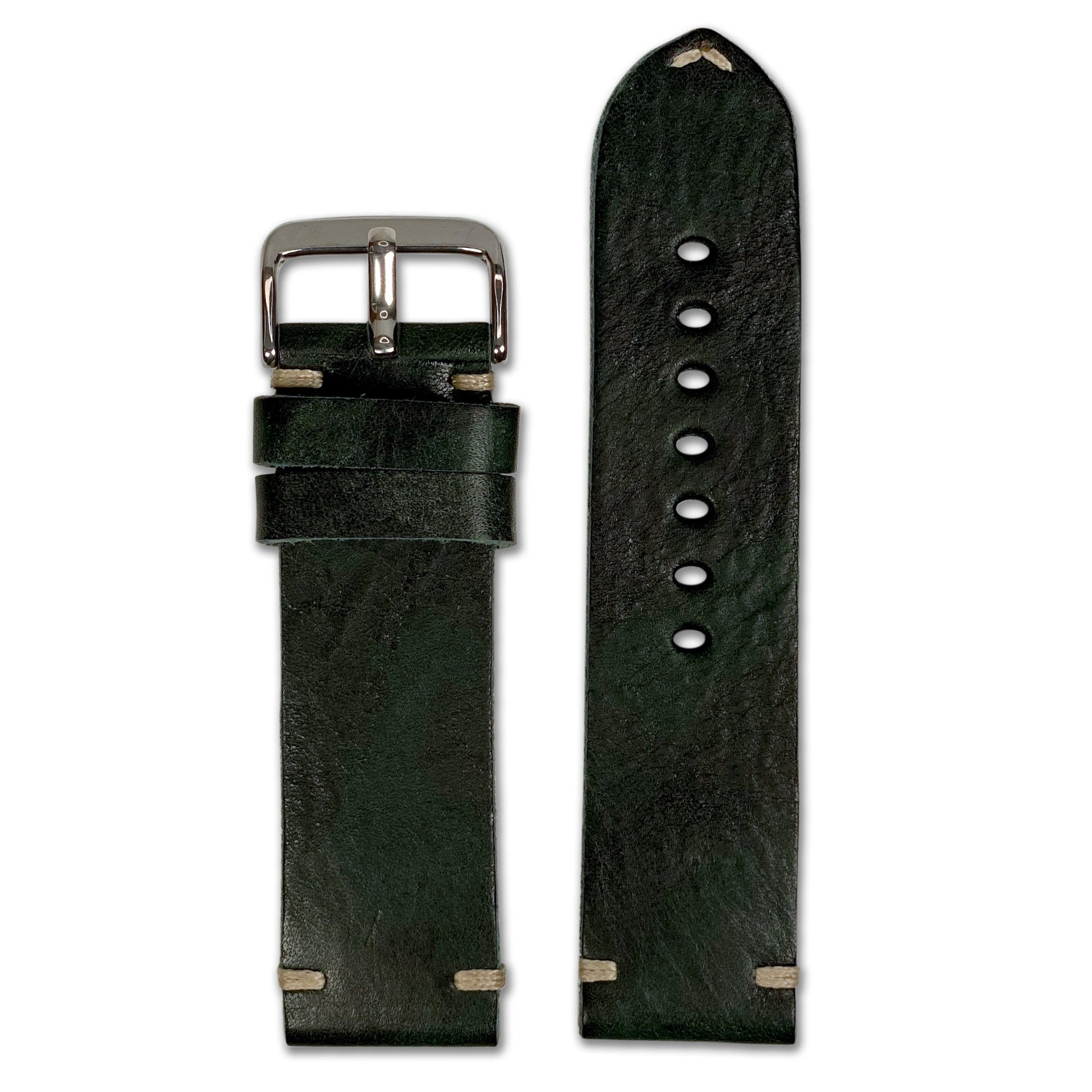 Vintage Leather Watch Band | Stealth Camouflage | Minimal Stitch