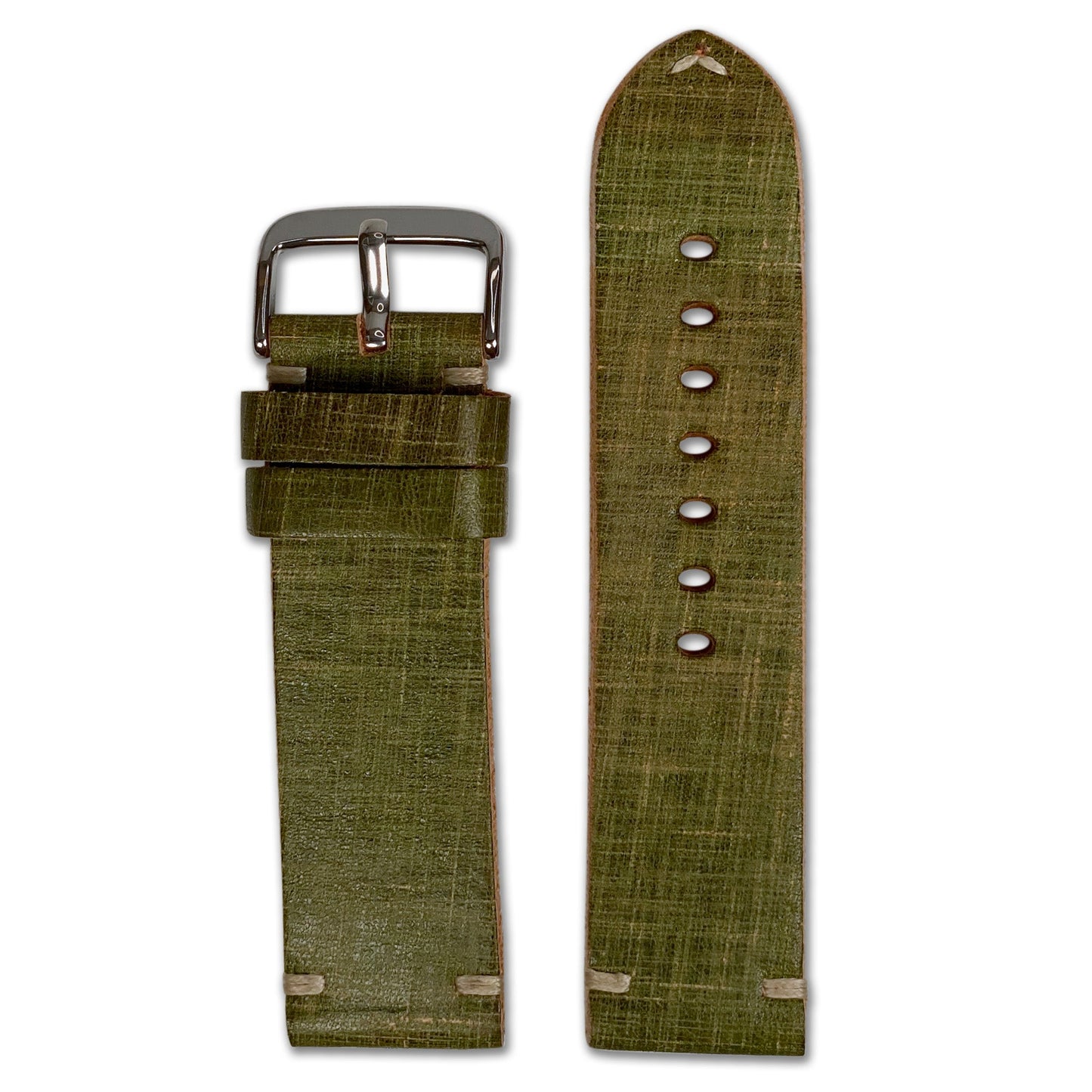 Vintage Leather Watch Band | Brushed Moss | Minimal Stitch