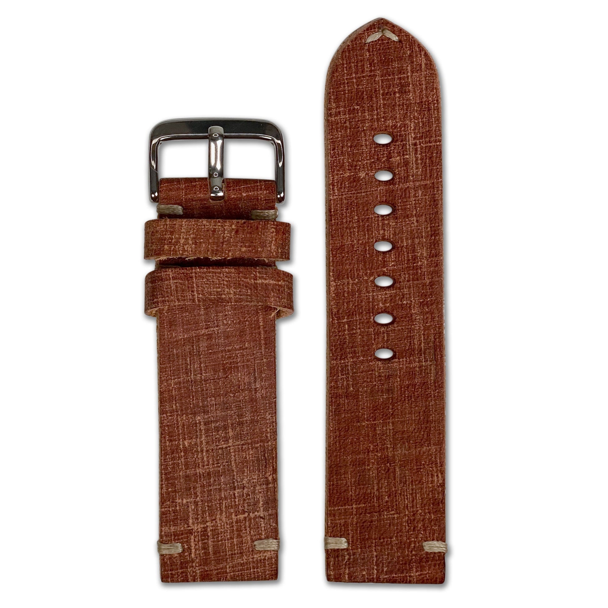 Vintage Leather Watch Band | Brushed Burgundy | Minimal Stitch