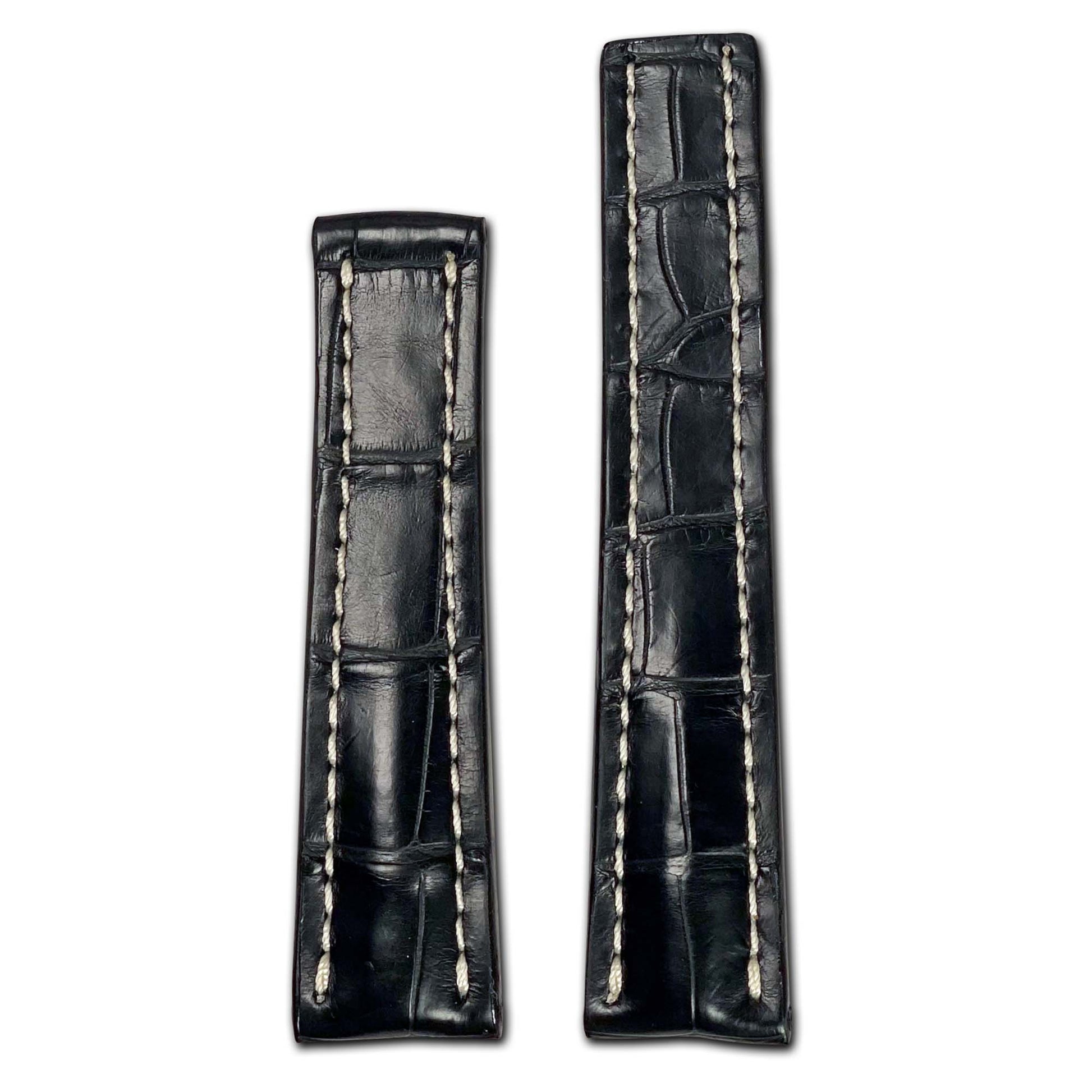 Genuine Alligator Watch Band | Aero | Black | For Breitling Deploy