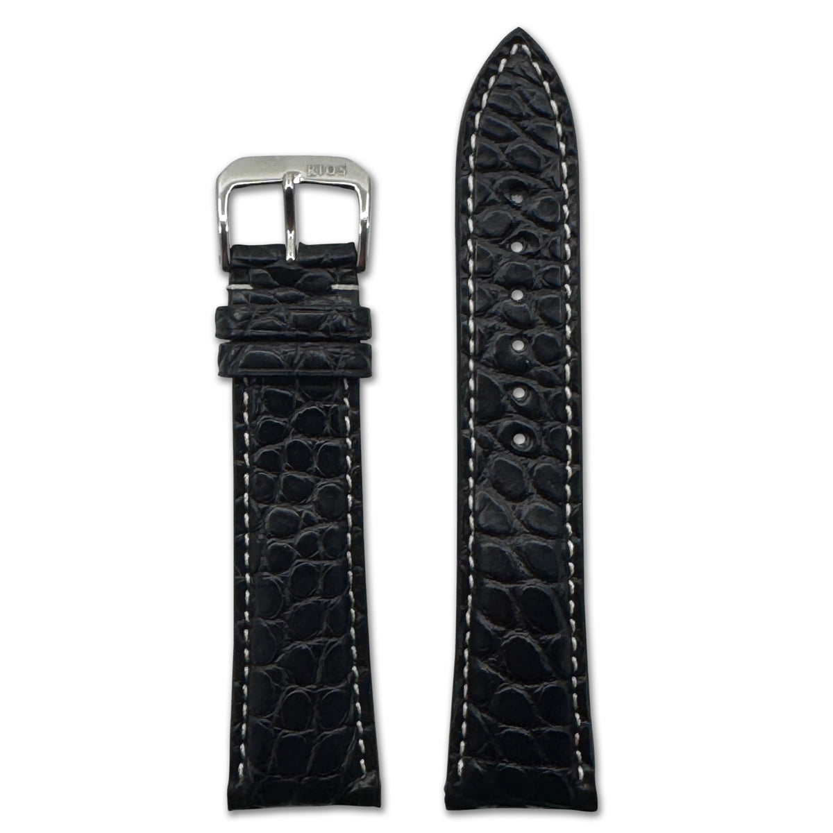Genuine Alligator Watch Band | Ambassador | Flank Cut | Black