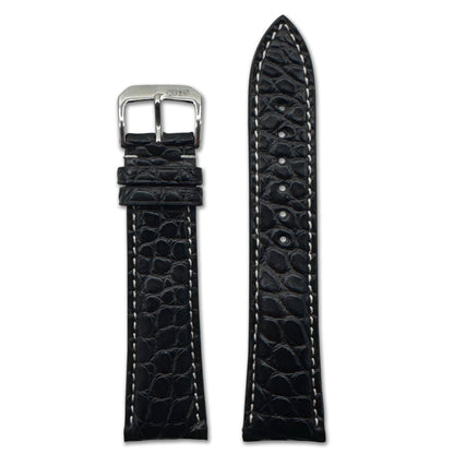 Genuine Alligator Watch Band | Ambassador | Flank Cut | Black