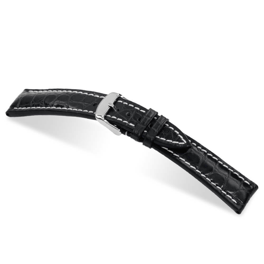 Genuine Alligator Watch Band | Ambassador | Flank Cut | Black