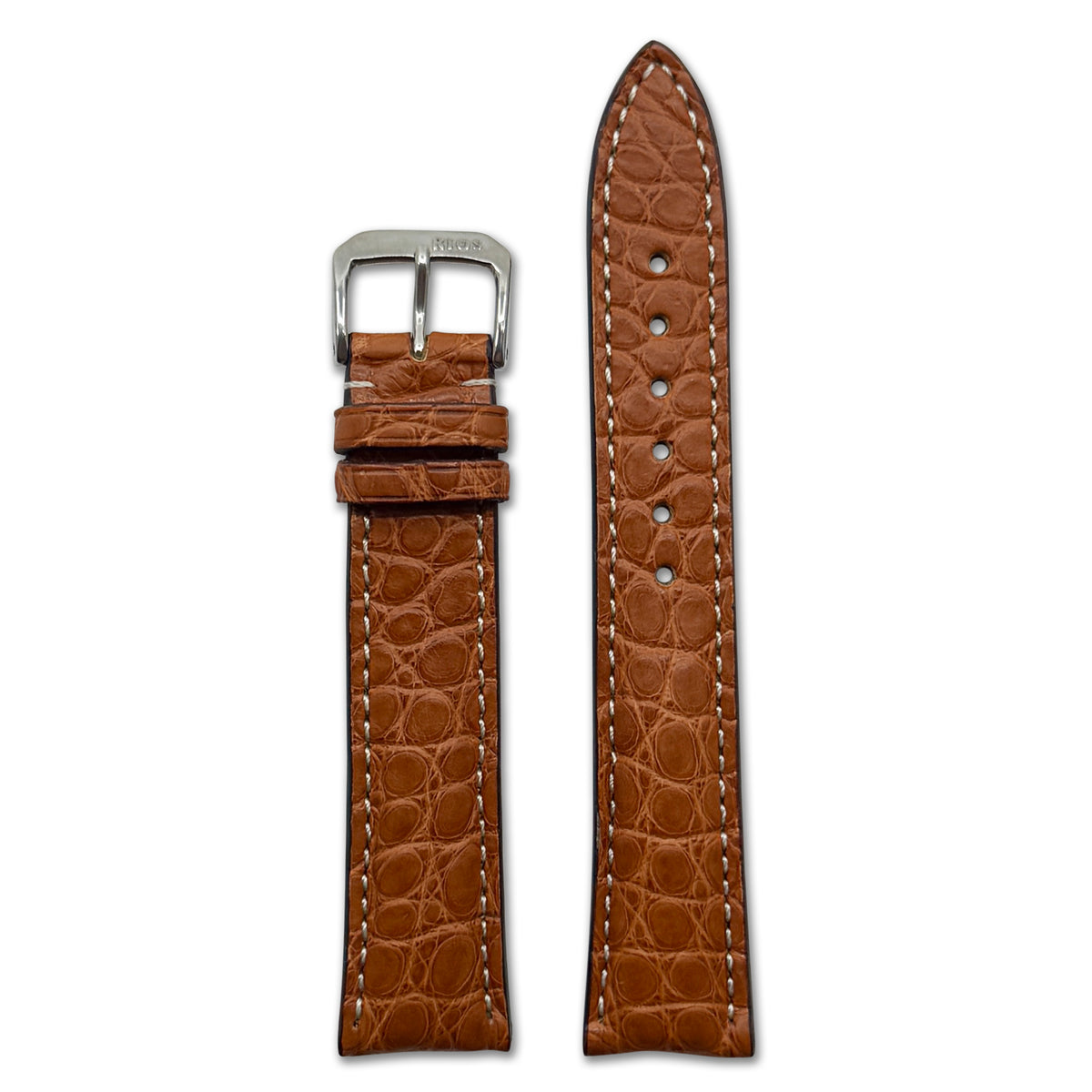 Genuine Alligator Watch Band | Ambassador | Flank Cut | Cognac