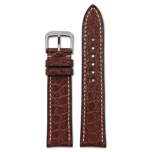 Genuine Alligator Watch Band | Ambassador | Flank Cut | Mahogany