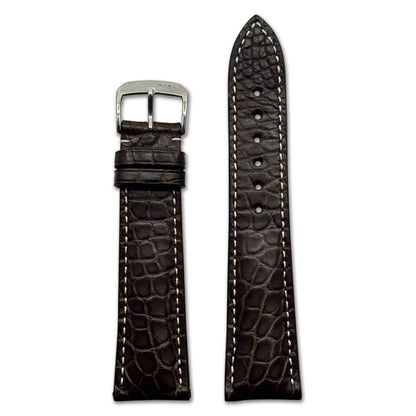 Genuine Alligator Watch Band | Ambassador | Flank Cut | Mocha
