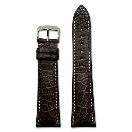 Genuine Alligator Watch Band | Ambassador | Flank Cut | Mocha