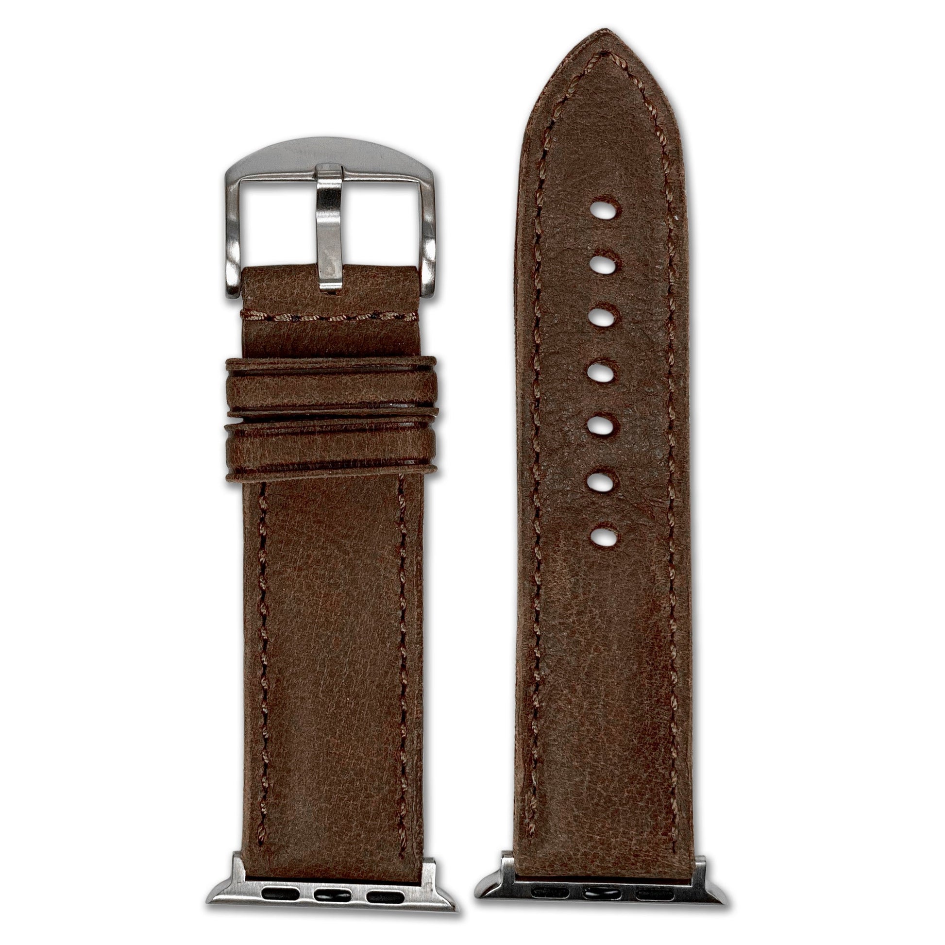 Apple Watch | Vintage Distressed Leather Watch Band | Padded | Deep Brown | Match Stitch