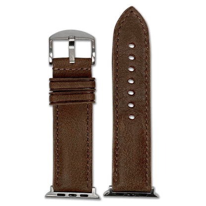 Apple Watch | Vintage Distressed Leather Watch Band | Padded | Deep Brown | Match Stitch