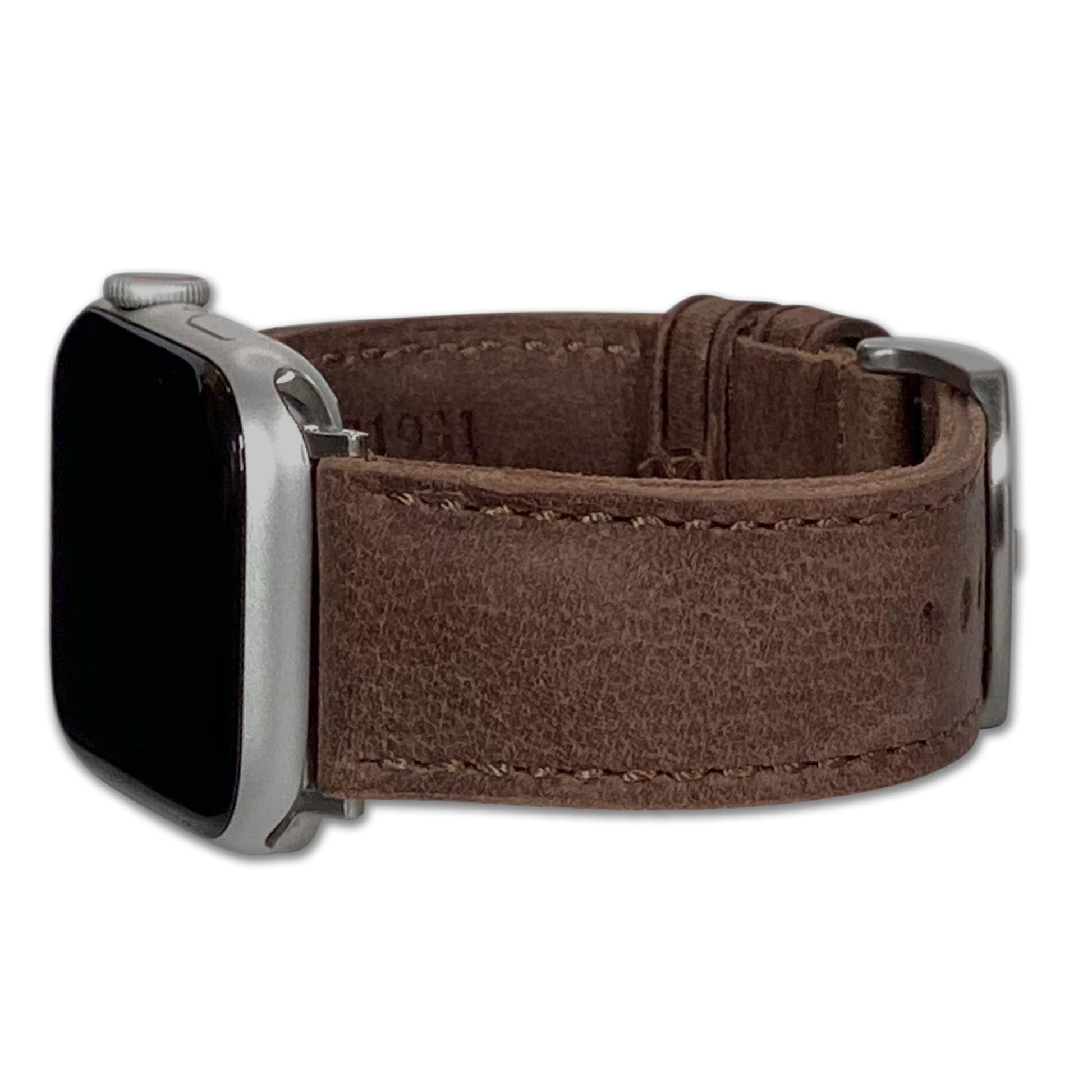 Apple Watch | Vintage Distressed Leather Watch Band | Padded | Deep Brown | Match Stitch