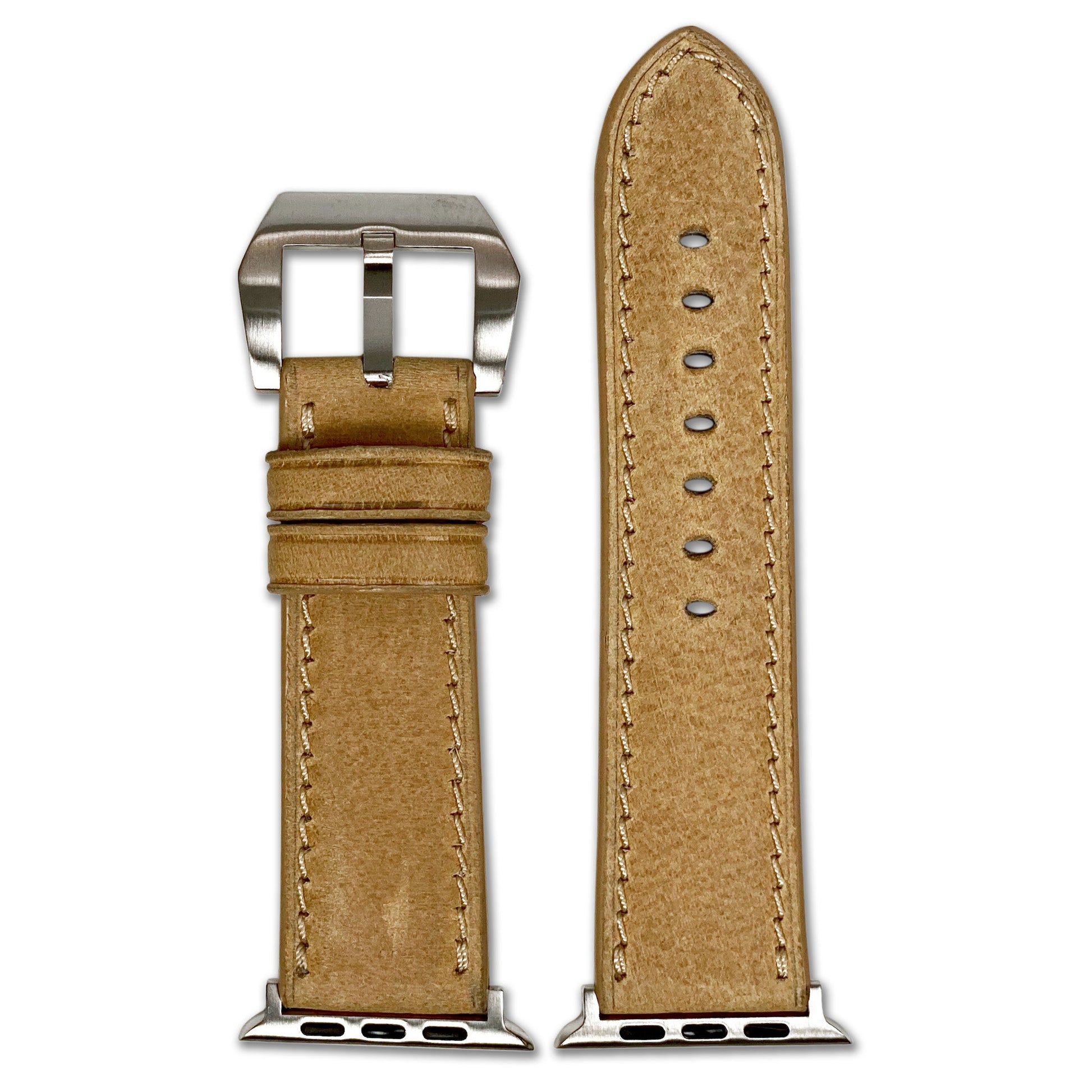 Apple Watch | Vintage Distressed Leather Watch Band | Dessert Tan | Match Stitch