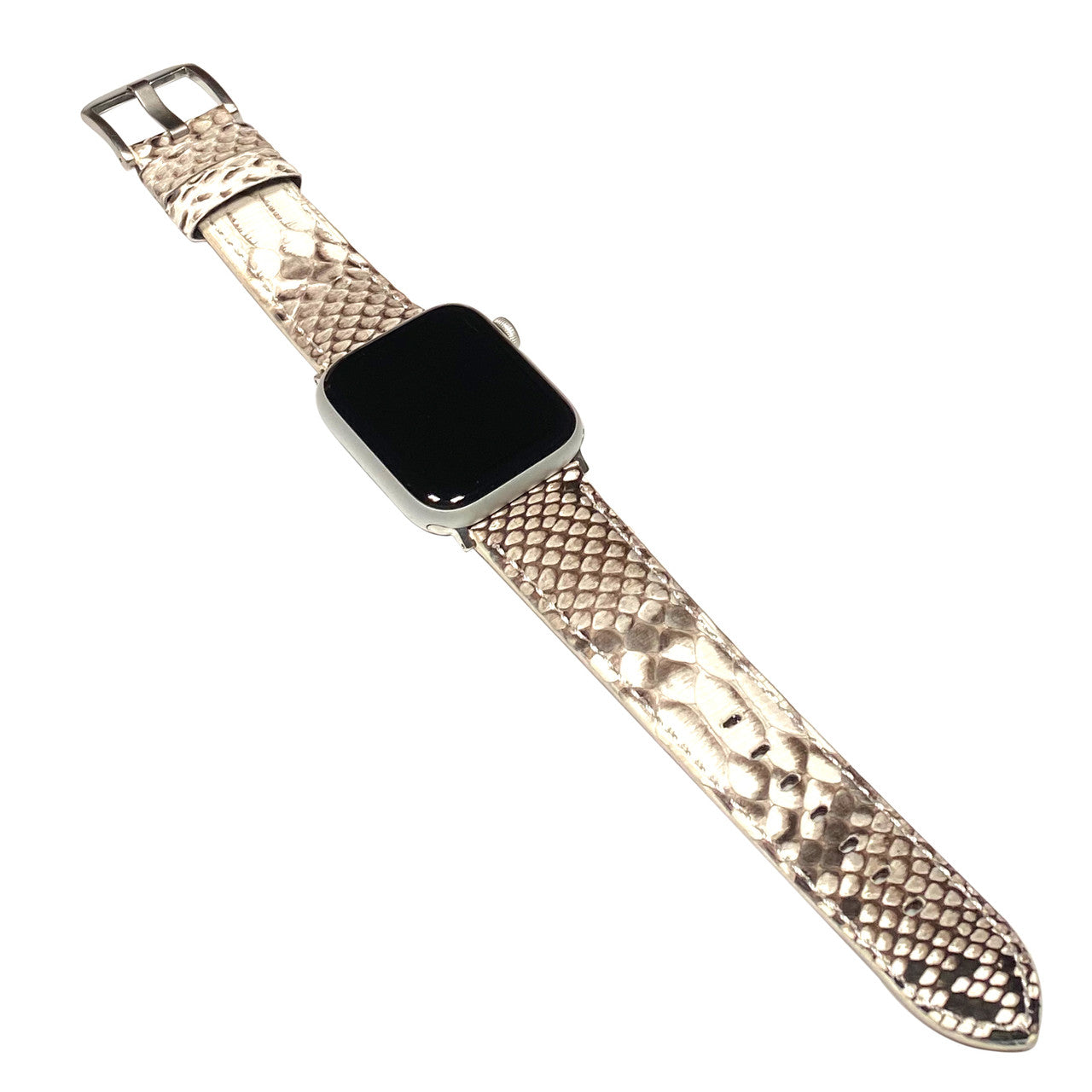 Apple Watch | Java Rock Python Skin Watch Band | Padded | White | Match Stitch