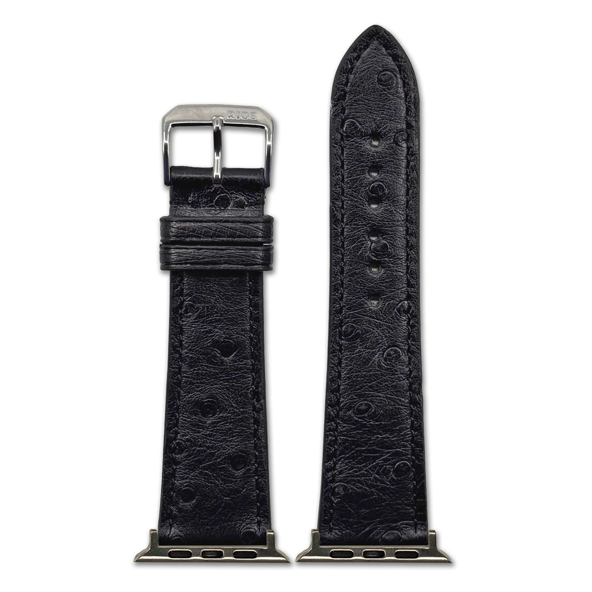 Genuine Ostrich Leather Watch Band for Apple Watch, Maison - Black