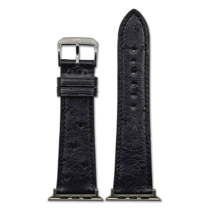 Genuine Ostrich Leather Watch Band for Apple Watch, Maison - Black
