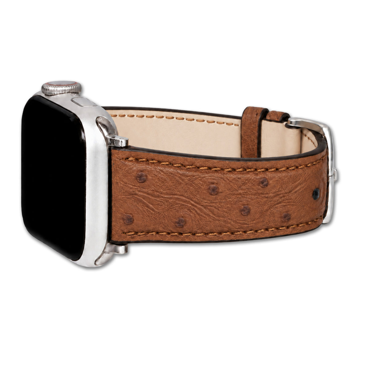 Genuine Ostrich Leather Watch Band for Apple Watch, Maison - Cognac