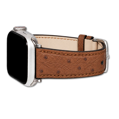 Genuine Ostrich Leather Watch Band for Apple Watch, Maison - Cognac