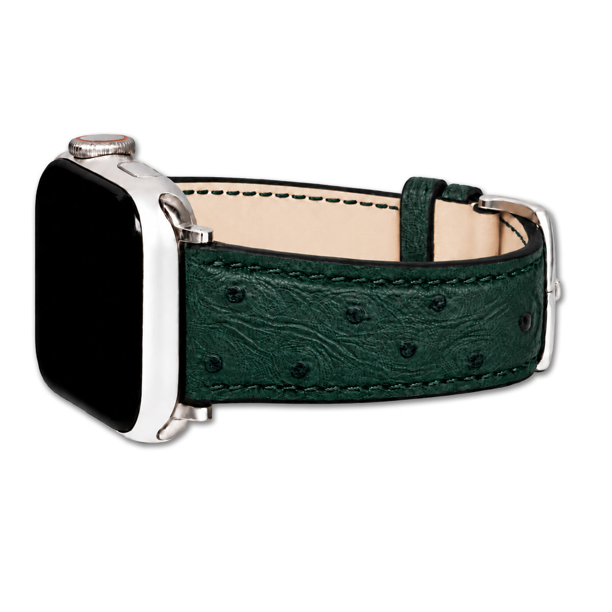 Genuine Ostrich Leather Watch Band for Apple Watch, Maison - Forest Green