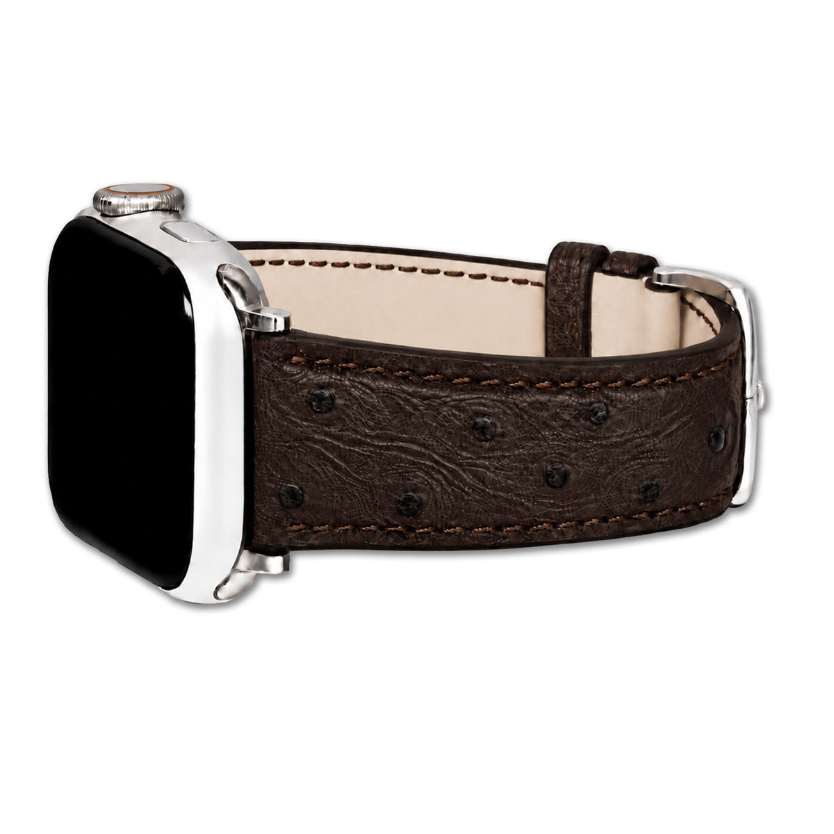 Genuine Ostrich Leather Watch Band for Apple Watch, Maison - Mocha