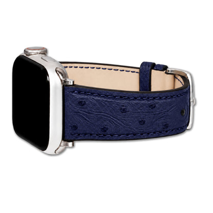 Genuine Ostrich Leather Watch Band for Apple Watch, Maison - Navy