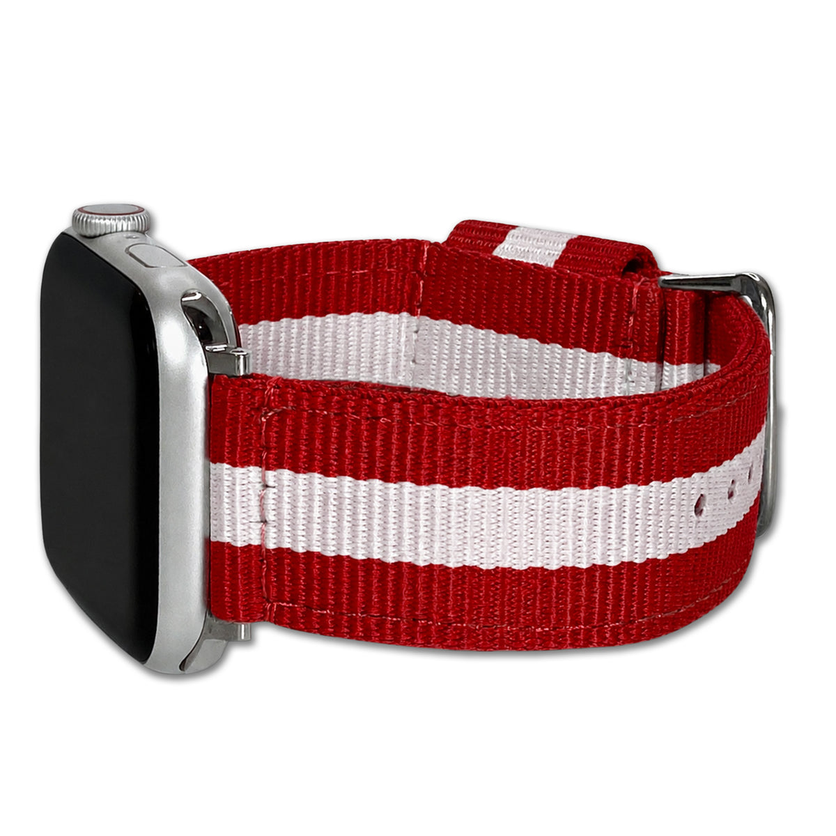 Striped Nylon Watch Band for Apple Watch - Red-White