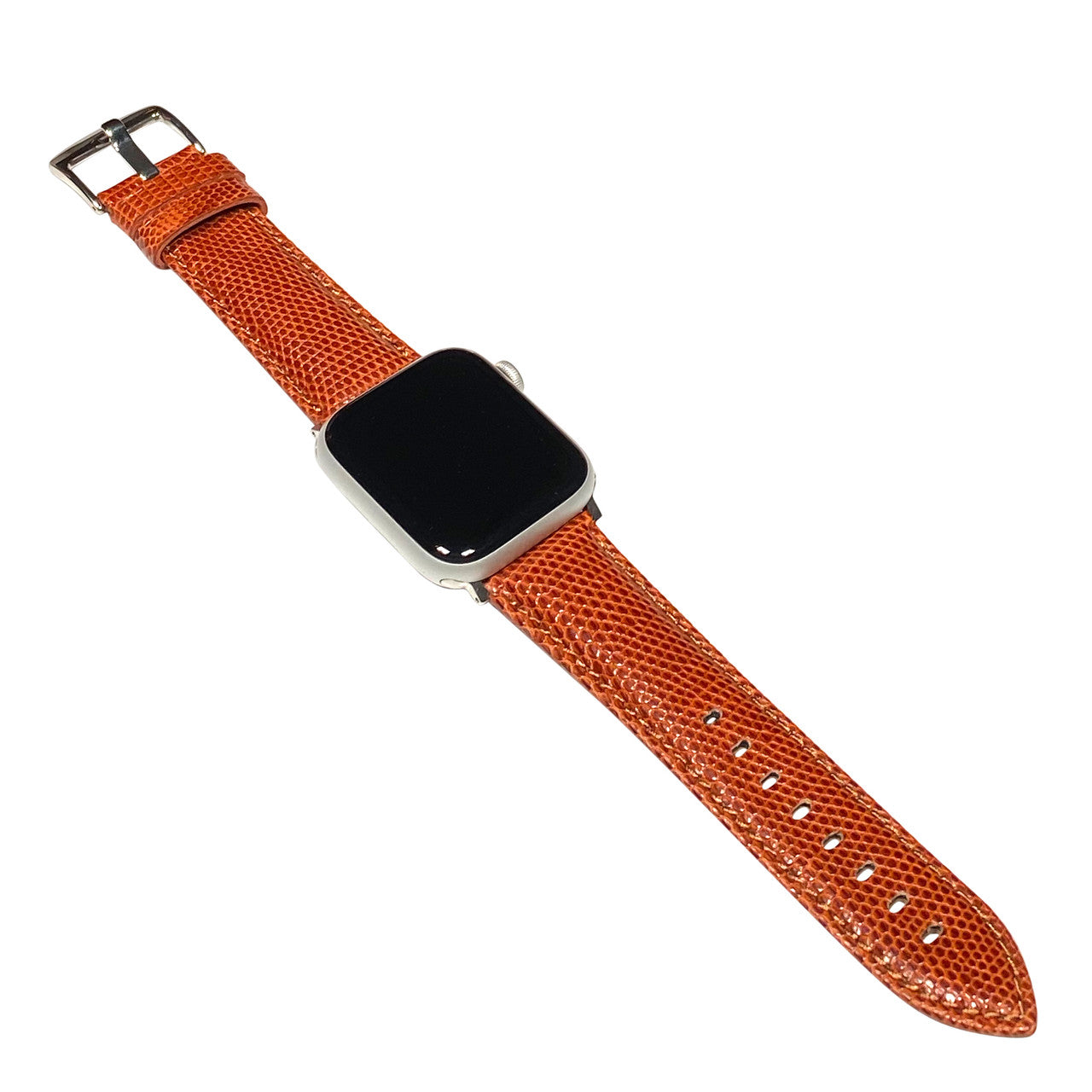 Apple Watch | Semi-Gloss Genuine Lizard Watch Band | Classic | Rou | Match Stitch