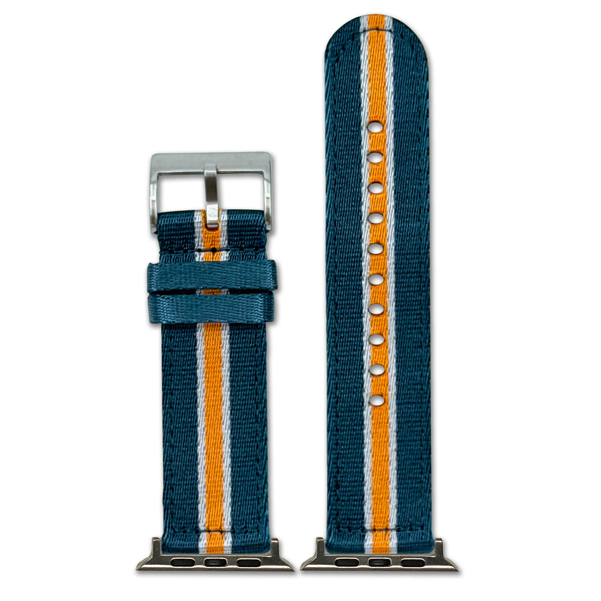 Striped Seatbelt Nylon Watch Band for Apple Watch - Blue, Orange Stripe