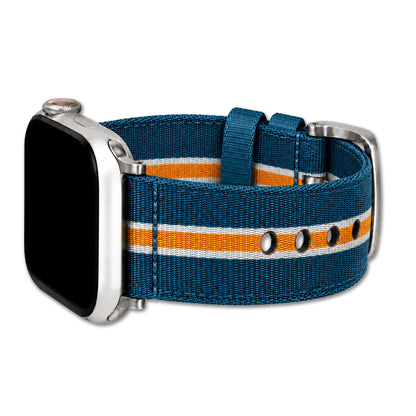 Striped Seatbelt Nylon Watch Band for Apple Watch - Blue, Orange Stripe