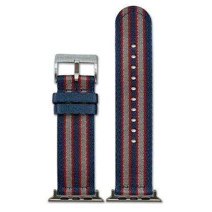 Striped Seatbelt Nylon Watch Band for Apple Watch - Blue, Red/Grey Stripe