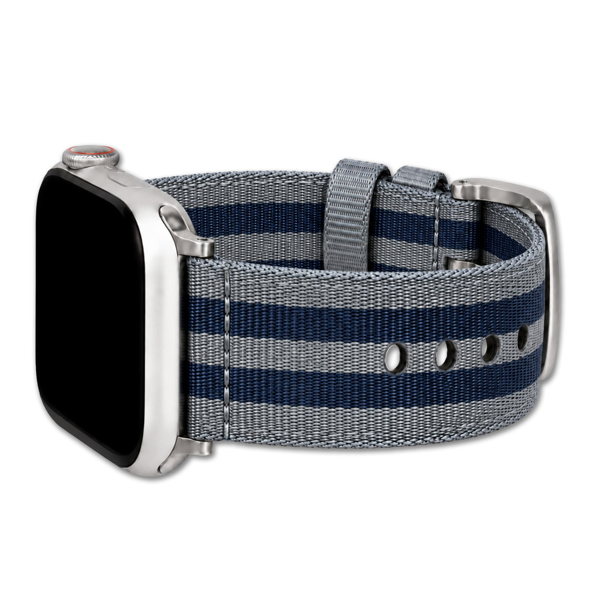 Striped Seatbelt Nylon Watch Band for Apple Watch - Grey, Navy Stripe