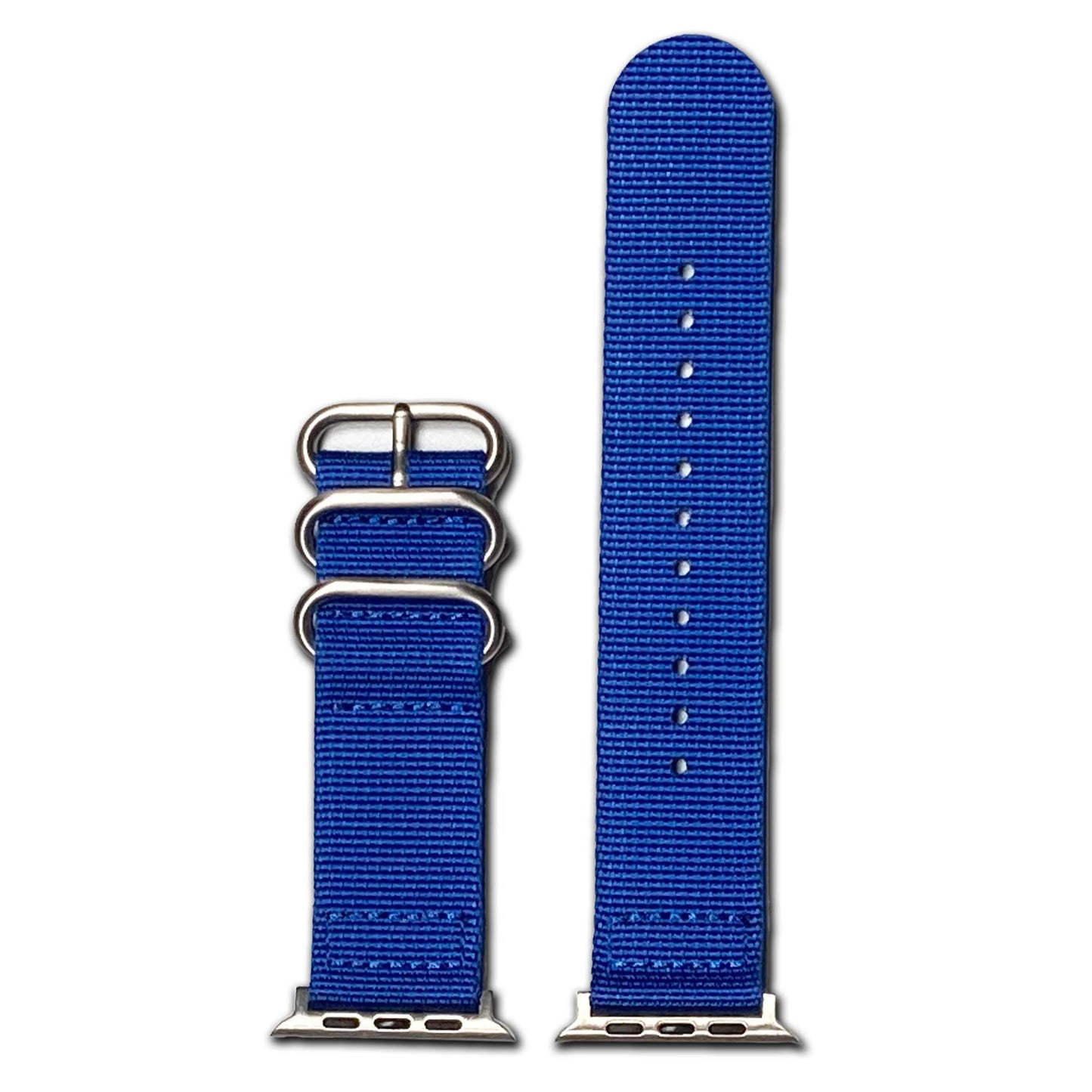 Traditional Blue Two Piece Ballistic Nylon Apple Watch Band | Brushed Hardware