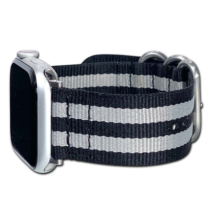 Classic Bond Two Piece Ballistic Nylon Apple Watch Band | Brushed Hardware