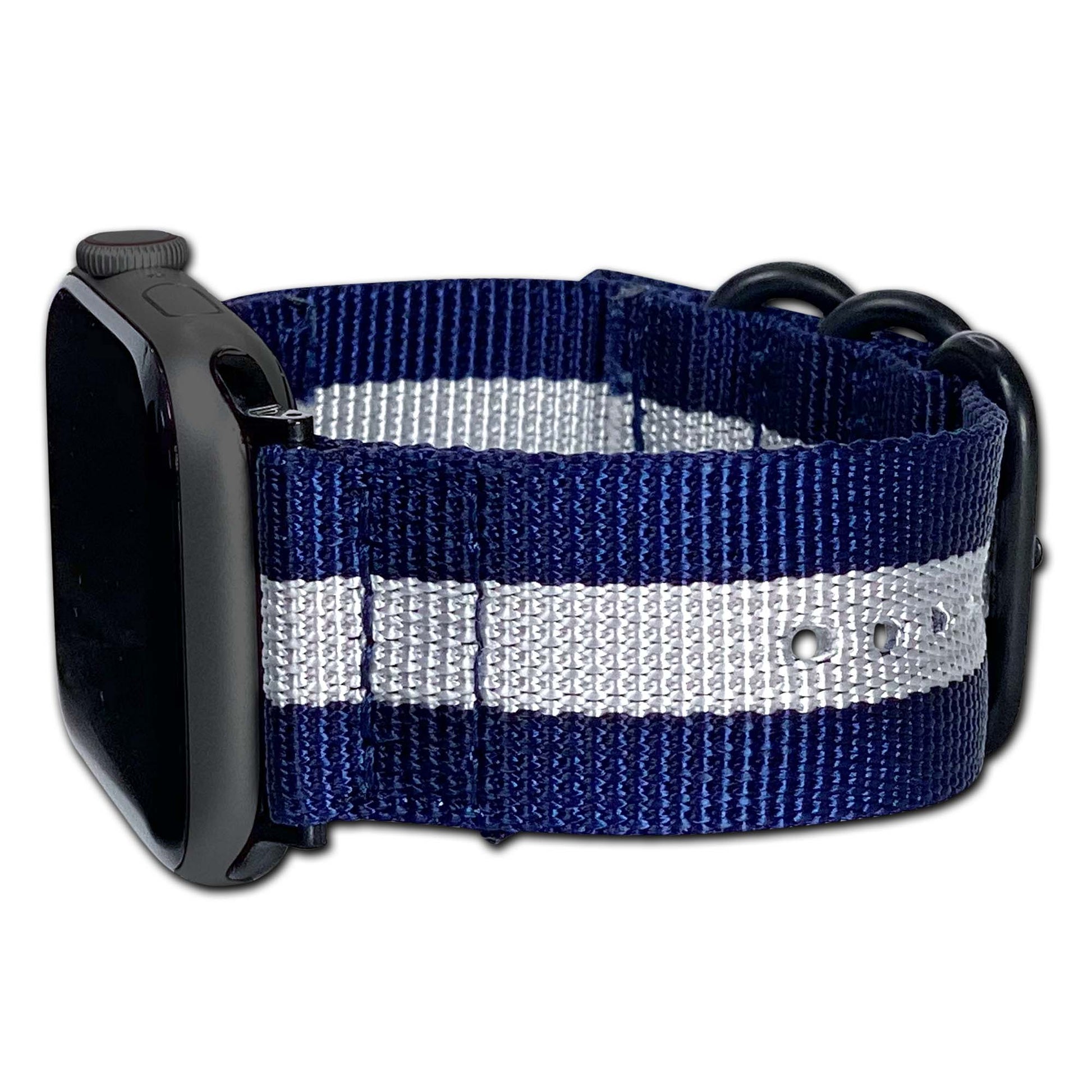 Apple Watch | Gentleman | Navy & White | Two Piece Ballistic Nylon | PVD Hardware