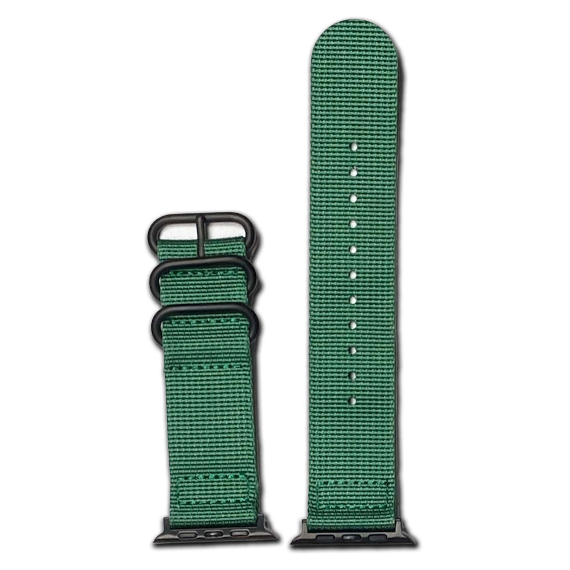 Grass Green Two Piece Ballistic Nylon Apple Watch Band | PVD Hardware