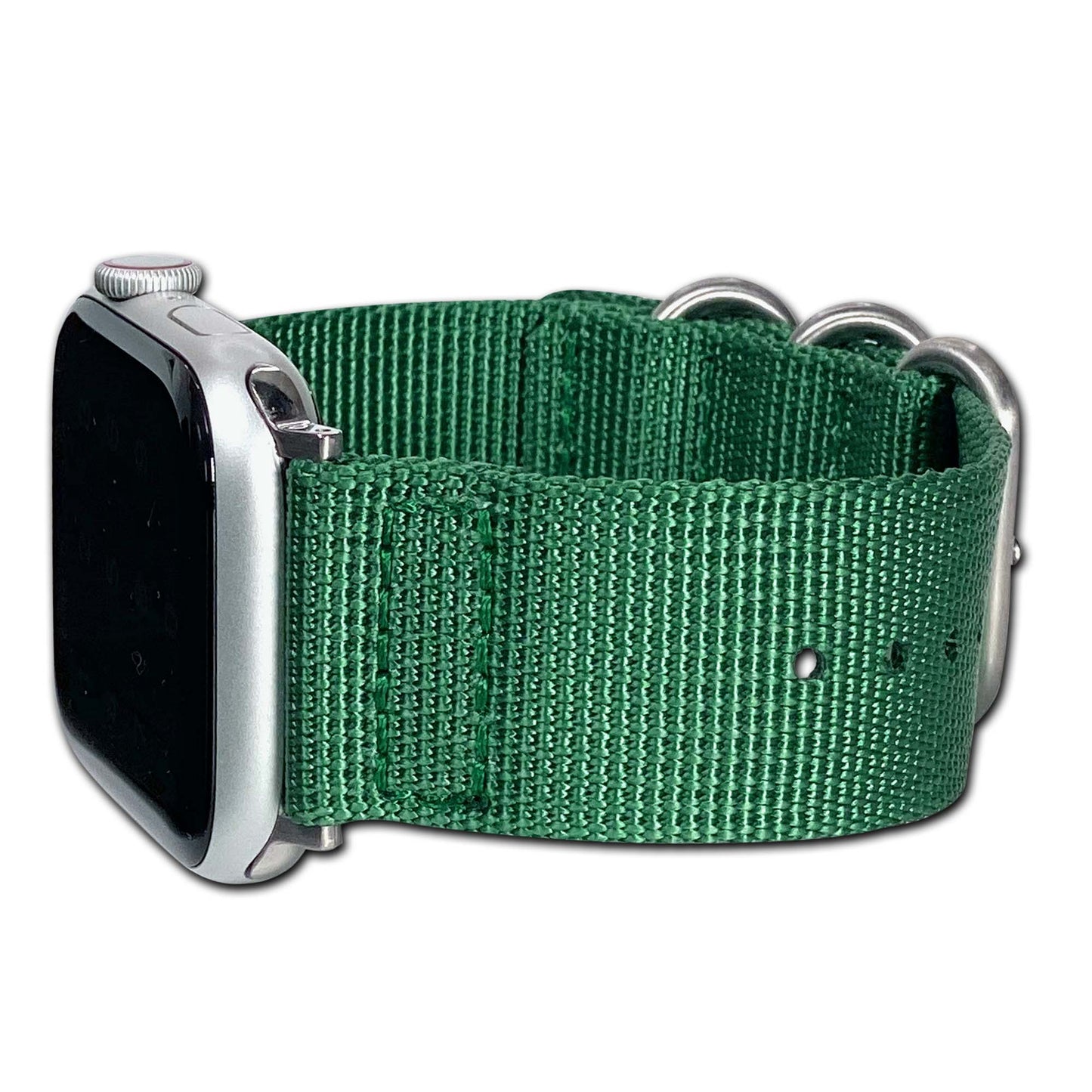 Grass Green Two Piece Ballistic Nylon Apple Watch Band | Brushed Hardware