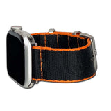 Apple Watch Watch Band | Seatbelt | Two-Piece | Black | Orange Stitch