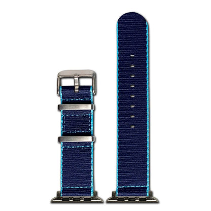 Apple Watch Watch Band | Navy | Seatbelt | Two-Piece | Light Blue Stitch