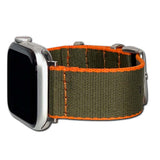 Apple Watch Watch Band | Seatbelt | Two-Piece | Olive | Orange Stitch