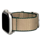 Apple Watch Watch Band | Seatbelt | Two-Piece | Khaki | Green Stitch
