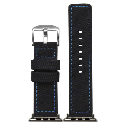 Apple Watch | Waterproof PU Ballistic | Black | Blue Stitching