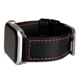 Apple Watch | Waterproof PU Ballistic | Black | Red Stitching