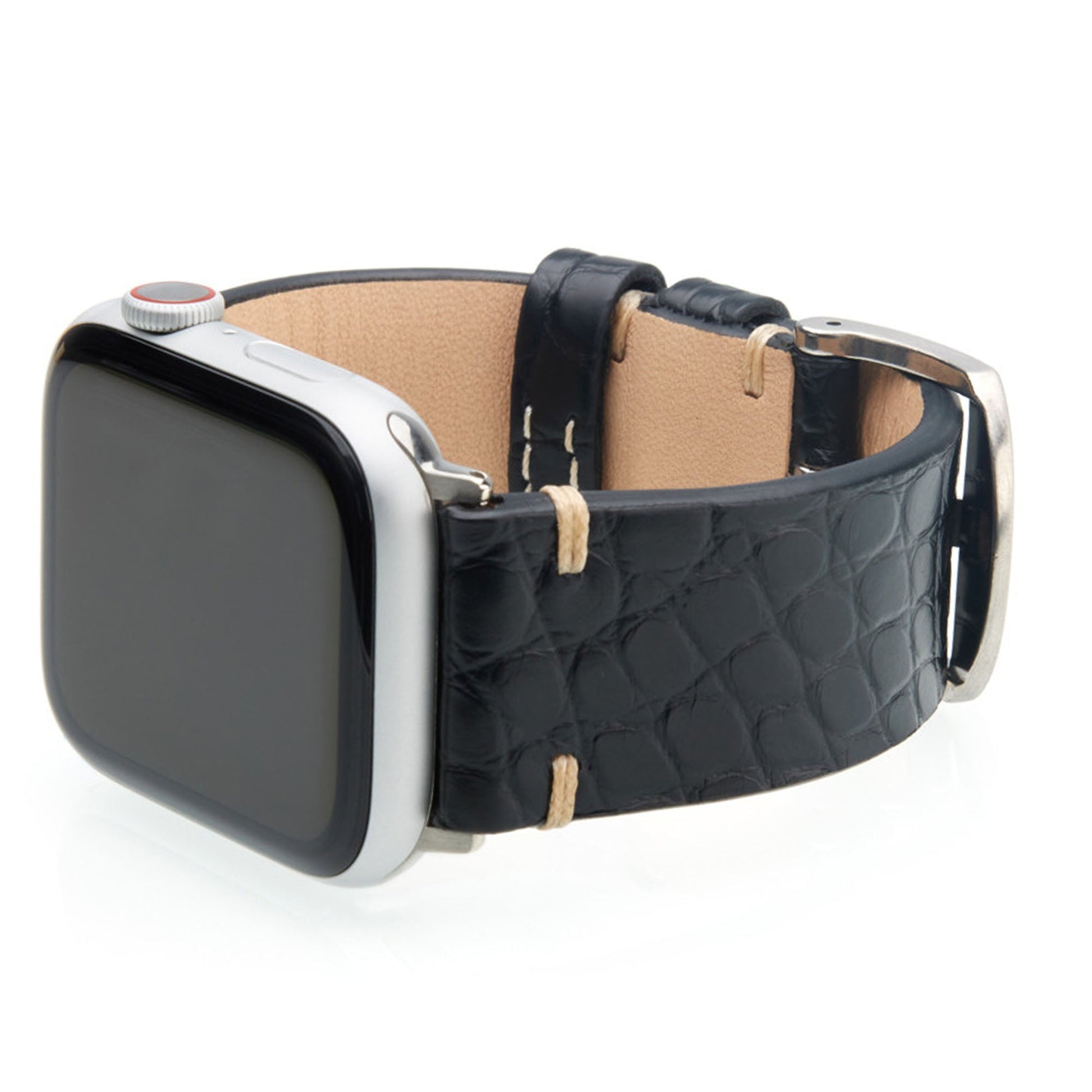 Apple Watch | Genuine Alligator Watch Band | Black | Flank Cut