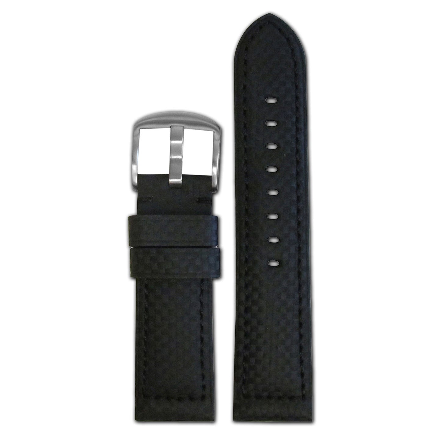 Black Carbon Fiber Style Watch Band | Sport | Black Stitch