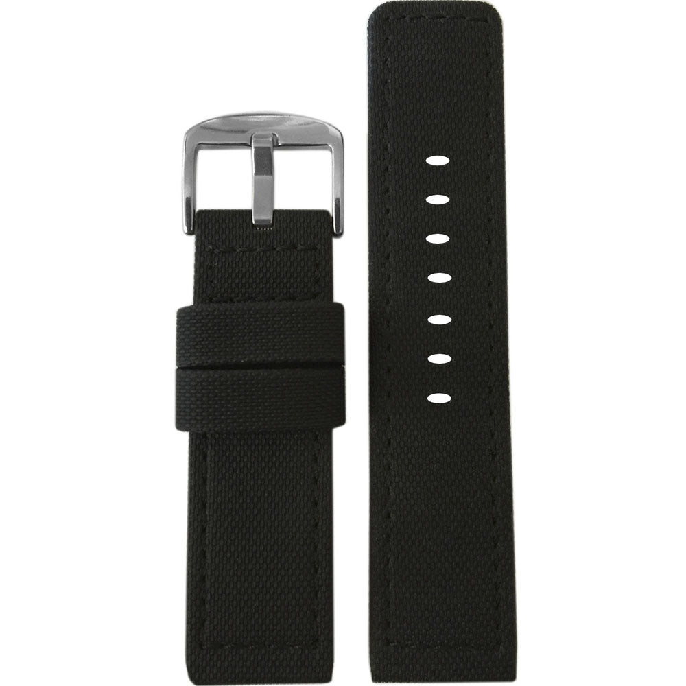 Black PU Ballistic Watch Band | Waterproof | Black Stitching