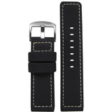 Black PU Ballistic Watch Band | Waterproof | Ivory Stitching